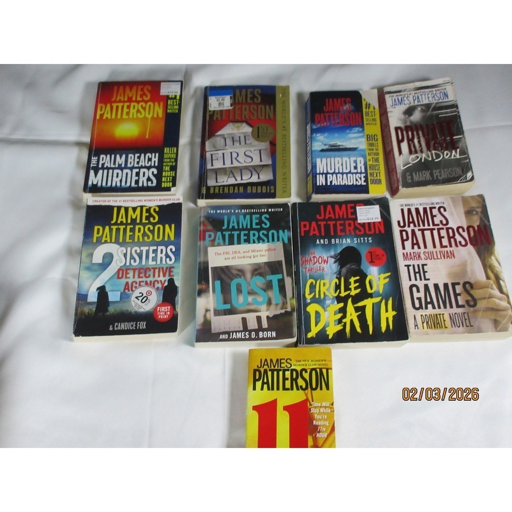 James Patterson Thriller Mystery Novels Lot 9 Books